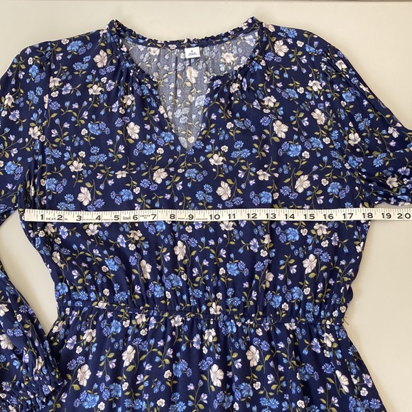 Blue Floral Print Long Sleeve Dress - Picture 10 of 12